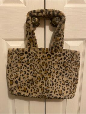 Faux Fur Leopard Print Tote
